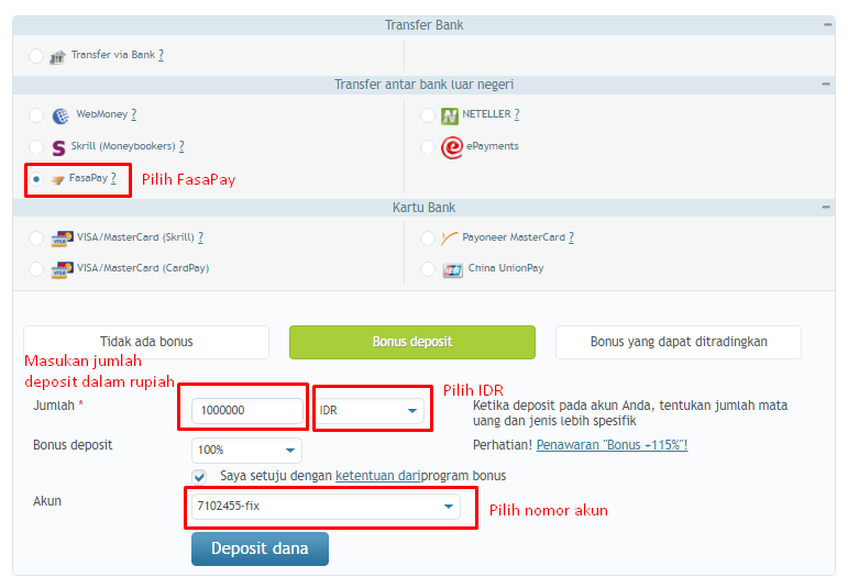 Cara deposit tickmill